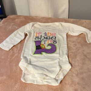 Carter's White Long-Sleeve Bodysuit with Purple Witch Shoe Applique